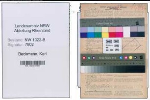 Entnazifizierung Karl Beckmann , geb. 25.04.1887 (Bandwirker)