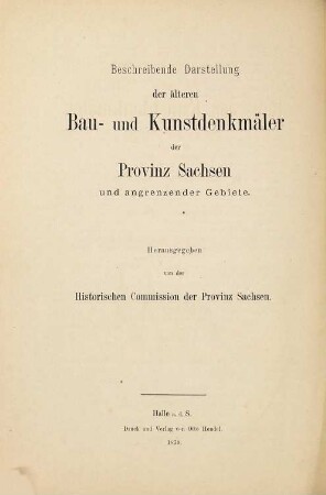 Beschreibende Darstellung der älteren Bau- und Kunstdenkmäler des Kreises Zeitz