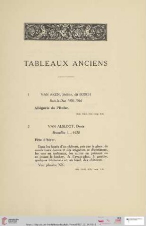 Tableaux anciens (Nr. 1 - 119)