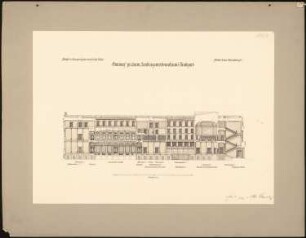 Landesgewerbemuseum, Stuttgart: Längsschnitt durch beide Höfe 1:200