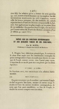Notice sur les fonctions hyperboliques et sur quelques tables de ces fonctions.