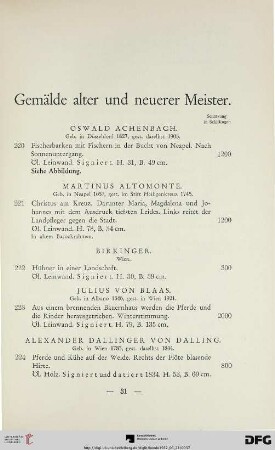 Gemälde alter und neuerer Meister (Nr. 220-276)