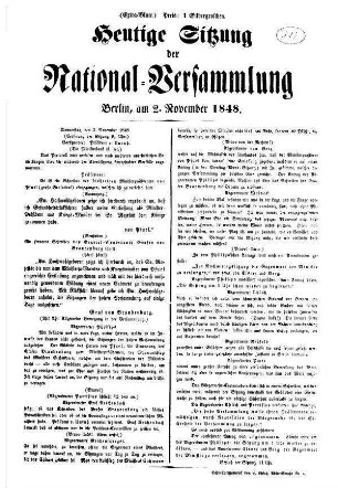 Heutige Sitzung der National=Versammlung. (Extra=Blatt.)