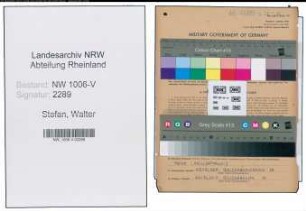 Entnazifizierung Walter Stefan , geb. 11.07.1909 (Verw.Angestellter)