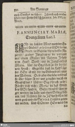 F. Annunciat. Mariae, Evangelium Luc. I