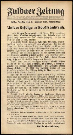 Ausgabe vom Freitag, den 15. Januar 1915.