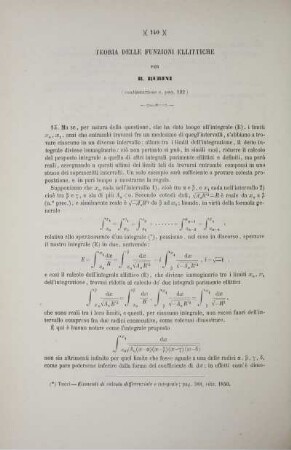 Teoria delle funzioni ellittiche.