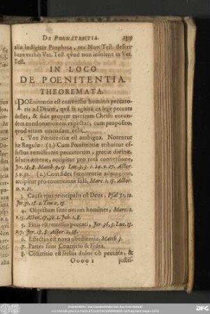 In Loco De Poenitentia. Theoremata.