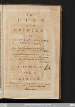 Vol. V.: The Life And Opinions Of Tristram Shandy, Gentleman