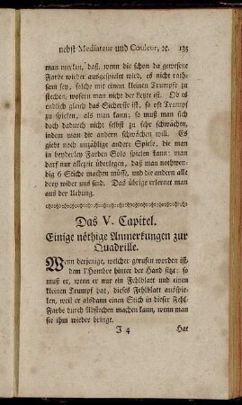 Das V. Capitel. Einige nöthige Anmerkungen zur Quadrille
