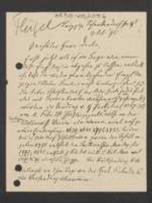 Brief von Felix Flügel an Unbekannt