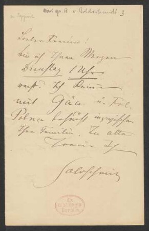Brief an Wilhelm Tappert : o.D.