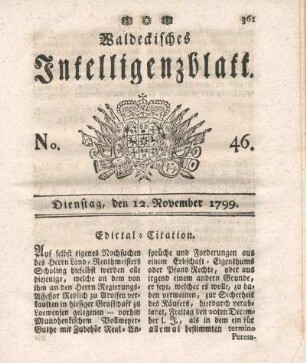 No. 46, Dienstag, den 12. November 1799