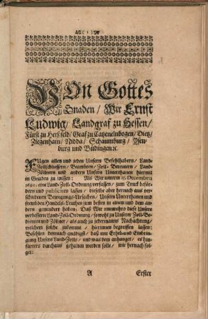 (Land Zoll Ordnung.)