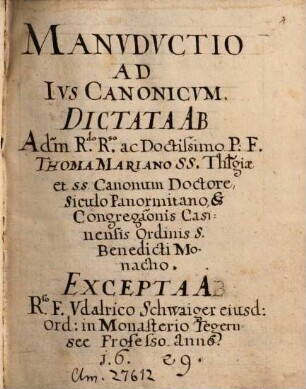 Manuductio ad ius canonicum - BSB Clm 27612