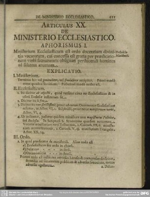 Articulus XX. De Ministerio Ecclesiastico