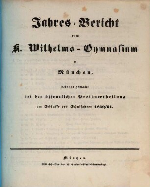 Jahresbericht, 1860/61