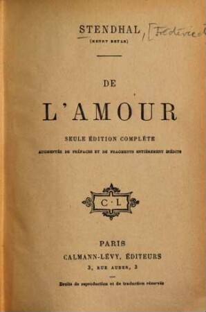 De l'amour