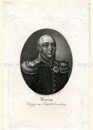 Porträt des Alexius Friedrich Christian, Herzog von Anhalt-Bernburg