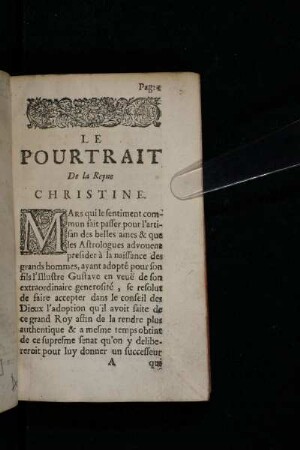 Le Pourtrait De la Reyne Christine.