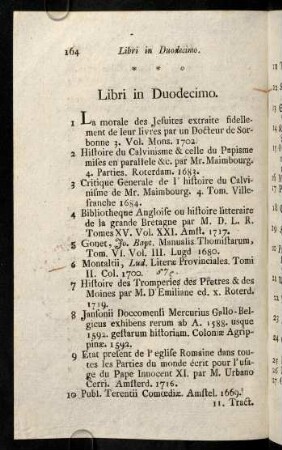 164-174, Libri in Duodecimo.