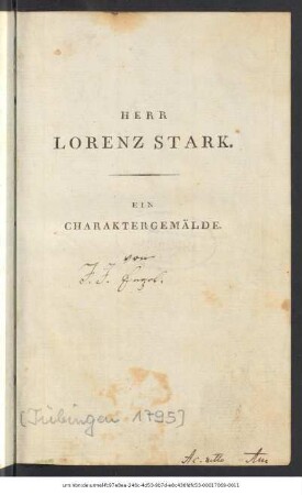 Herr Lorenz Stark : Ein Charaktergemälde