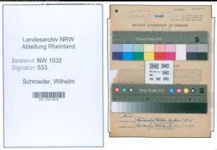 Entnazifizierung Wilhelm Schroeder , geb. 11.12.1890 (Stadtassistent)