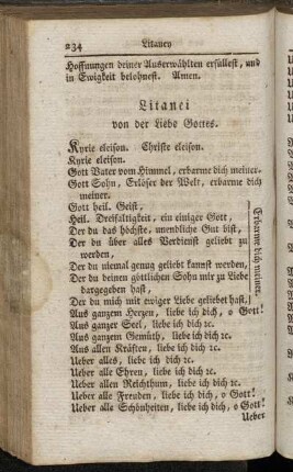 Litaney von der Liebe Gottes. - Gebeth zu der heiligen Elisabeth Wittib.