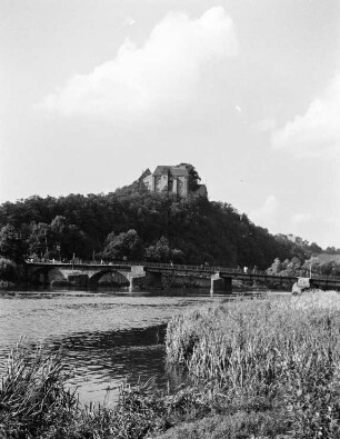 Burg Mildenstein : Blick über die Freiberger Mulde zur Burg Mildenstein