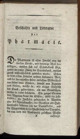 Geschichte und Litteratur der Pharmacie.