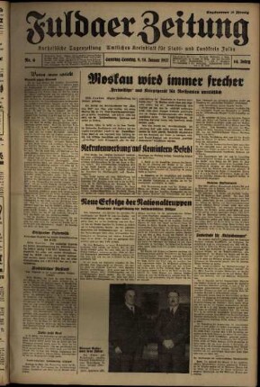 Erste Ausgabe vom Samstag, den 09. Januar 1937.