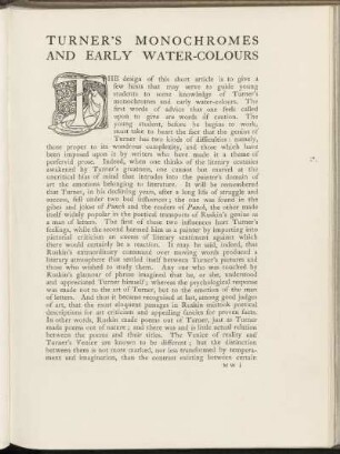 Turner's monochromes and early water-colours