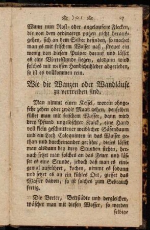Wie die Wanzen oder Wandläuse zu vertreiben sind.