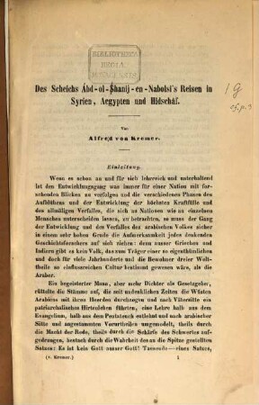 Des Scheichs Ábd-ol-Shanîj-en-Nabolsî's Reisen in Syrien, Aegypten und Hidschâs, 1
