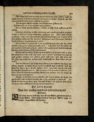 417-439, XXVII. Von der ernsten und doch liebreichen wahl Gottes