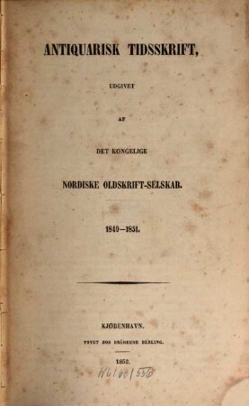 Antiquarisk tidsskrift. 1849/51