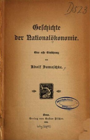 Geschichte der Nationalökonomie : eine erste Einführung