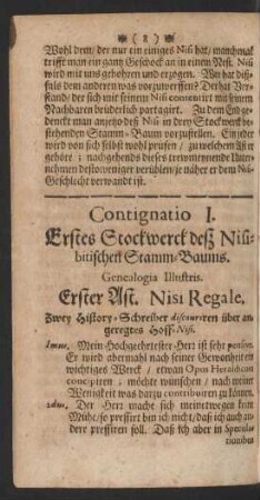 Contignatio I. Erstes Stockwerck deß Nisibitischen Stamm-Baums. Genealogia Illustris.