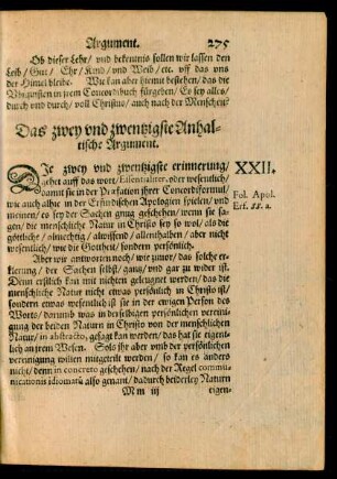 Das zwey und zwentzigste Anhaltische Argument.