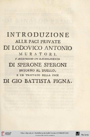 Introduzione alle paci private di Lodovico Antonio Muratori