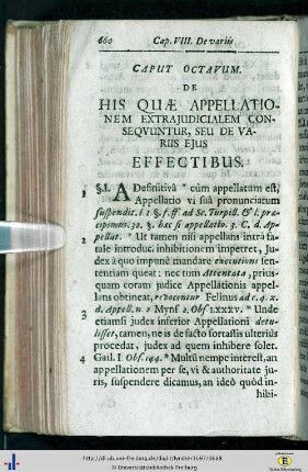 Caput VIII. De His, quae Appellationem Extrajudicialem consequuntur…