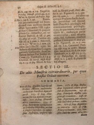 Sectio III. De aliis Ministris extraordinariis, per quae Potestas Ordinis exercetur.