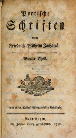 Poetische Schriften, Vierter Theil