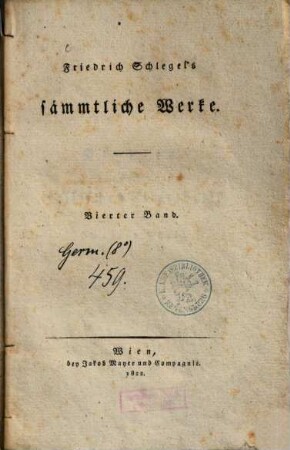 Friedrich Schlegel's sämmtliche Werke, 4. Studien des classischen Alterthums ; Th. 2