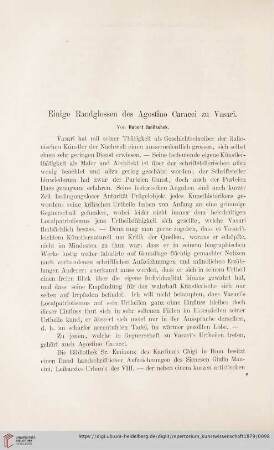 Einige Randglossen des Agnostino Caracci zu Vasari