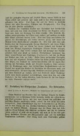 Verfassung des Königreiches Jerusalem. Die Ritterorden