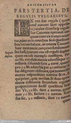 Pars Tertia, De Regulis Vulgaribus.