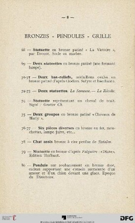 Pendules (Nr. 68-83)