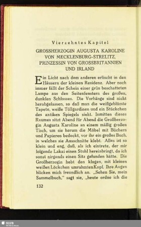 Vierzehntes Kapitel: Grossherzogin Augusta Karoline Von Mecklenburg-Strelitz, Prinzessin Von Grossbritannien Und Irland