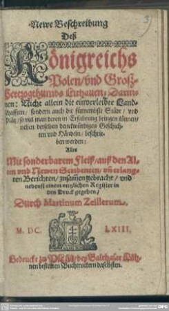 Newe Beschreibung deß Königreichs Polen, und Groß-Hertzogthumbs Lithauen ...